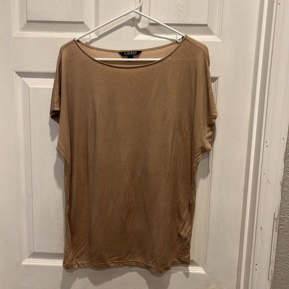 Lauren Ralph Lauren Tops - Lauren Ralph Lauren Metallic Gold Short‎ Dolman Sleeve Top Women’s Large Vintage